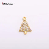 14K Plated Brass Christmas Tree Charms Zircon Earrings Pendants