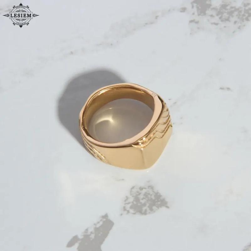 LESIEM Floating Charms Plated Ring Size 6 7 8 - Seal Ring for Men & Women