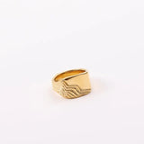 LESIEM Floating Charms Plated Ring Size 6 7 8 - Seal Ring for Men & Women
