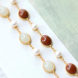 925 Sterling Silver Pearl Bracelet Red Agate Hetian Jade