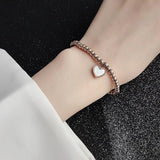 Red Heart Beaded Bracelet Stainless Steel Jewelry