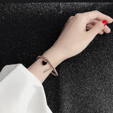Red Heart Beaded Bracelet Stainless Steel Jewelry