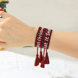 Adjustable Rope Bracelet Christmas Jewelry Lace Up Tassel Star Snow Hat