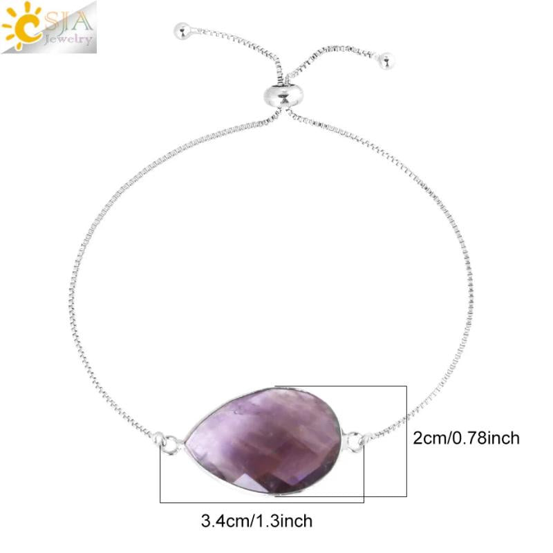 CSJA Water Drop Charm Bracelet Moonstone Crystal Christmas Jewelry Women