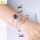 CSJA Water Drop Charm Bracelet Moonstone Crystal Christmas Jewelry Women