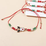 12PCS Christmas Charm Bracelet Set Santa Snowman Elk Snowflake Rope Adjustable