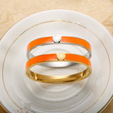 Stainless Steel Enamel Roman Cuff Bangle Bracelet for Women