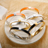 Stainless Steel Enamel Roman Cuff Bangle Bracelet for Women