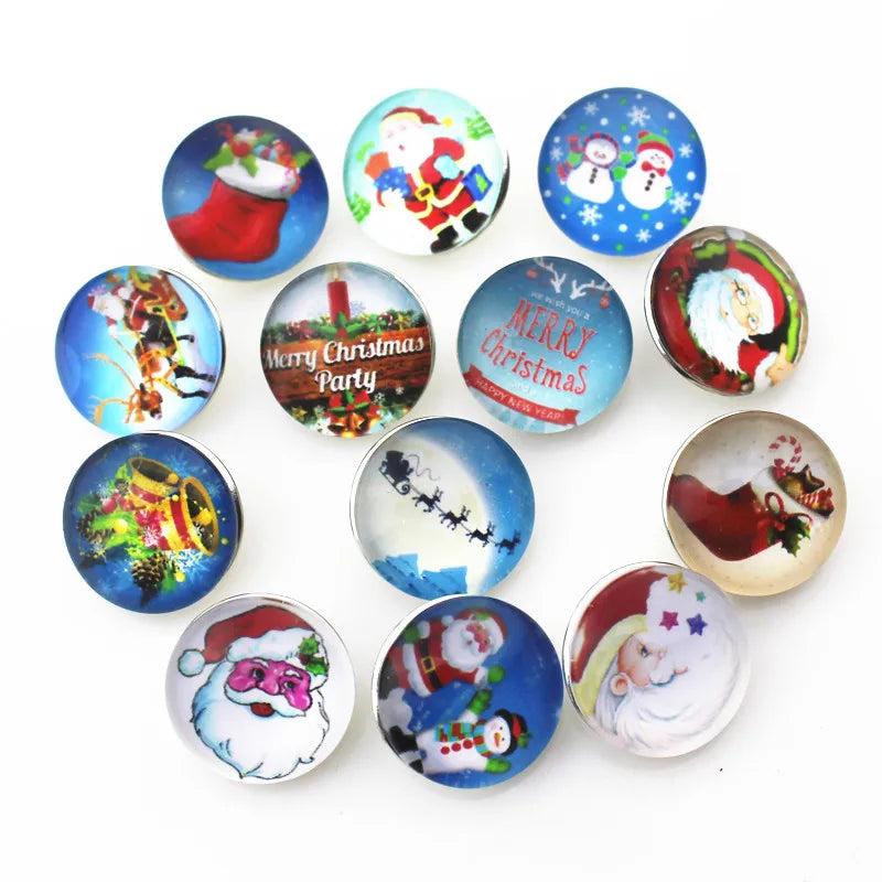 20pcs Mix Christmas Snap Buttons DIY Bracelet Charms Fitting