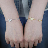 Delicate Tiny Cz Butterfly Charm Bracelet Necklace