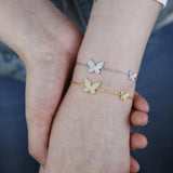 Delicate Tiny Cz Butterfly Charm Bracelet Necklace