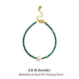 925 Silver Bracelet Natural Stone Zircon Freshwater Pearl Plated Jewelry Gift