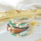 925 Silver Bracelet Natural Stone Zircon Freshwater Pearl Plated Jewelry Gift