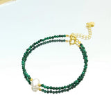 925 Silver Bracelet Natural Stone Zircon Freshwater Pearl Plated Jewelry Gift