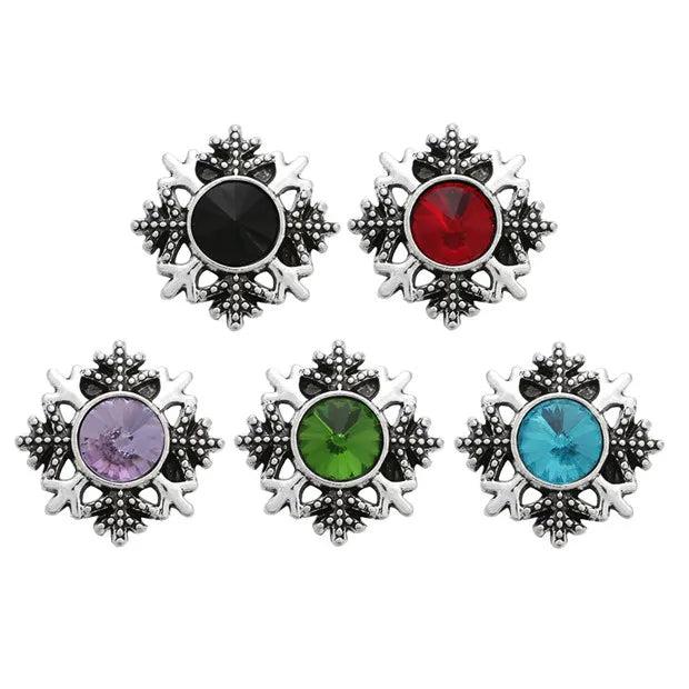 10pcs Crystal Snowflake Snap Buttons for 18MM Snap Bracelet&Bangles