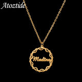 Customized Stainless Steel Name Necklace Round Letters for Women
