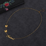 Custom Double Butterflies Name Necklace Stainless Steel Choker