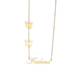 Custom Double Butterflies Name Necklace Stainless Steel Choker