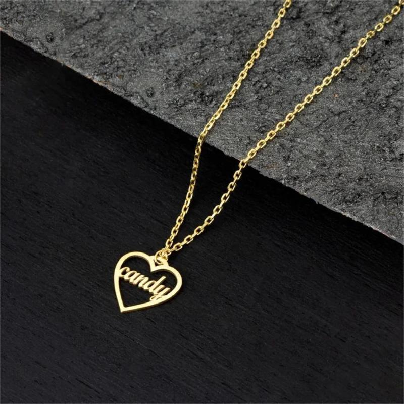 Custom Name Necklace Heart Pendant Stainless Steel Letter Choker Gift