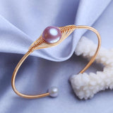 Layered Tube Baroque Pearl Bracelet Adjustable Chain Bangle