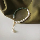 Arrival 14K Filled Natural Freshwater Pearl & Aquatic Jade Ladies Charm Bracelet