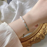 Arrival 14K Filled Natural Freshwater Pearl & Aquatic Jade Ladies Charm Bracelet