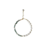 Arrival 14K Filled Natural Freshwater Pearl & Aquatic Jade Ladies Charm Bracelet