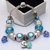 Crystal Sweet Mother Beads Charm Bracelet Silver Chain Bangle