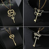 Custom Name Necklace Key Heart Pendant Star Nameplate