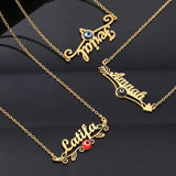 Custom Evil Eye Name Necklace for Women Stainless Steel Nameplate Pendant