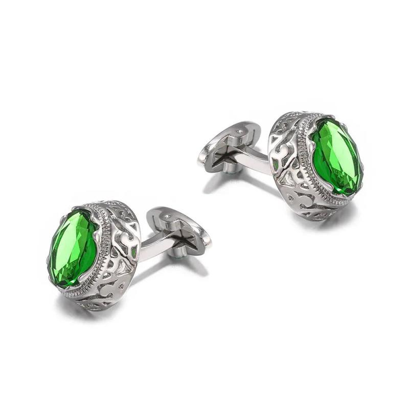 Green Crystal Cufflinks Wedding Gift Suit Shirt Button Cuff links
