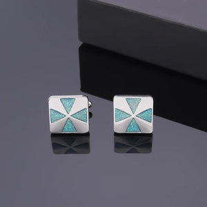 Glitter Square Cross Cuff Links Pink Enamel Pair Cufflinks Gift