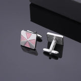 Glitter Square Cross Cuff Links Pink Enamel Pair Cufflinks Gift