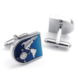 Mens World Map Shirts Cufflinks, Silver, 1 Pair