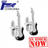 2 Pairs Silver Guitar Cufflink Cuff Link Set