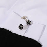 2 Pcs/Set Rhinestone Crystal Cufflinks for Mens Formal Anniversary Gift