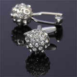 2 Pcs/Set Rhinestone Crystal Cufflinks for Mens Formal Anniversary Gift