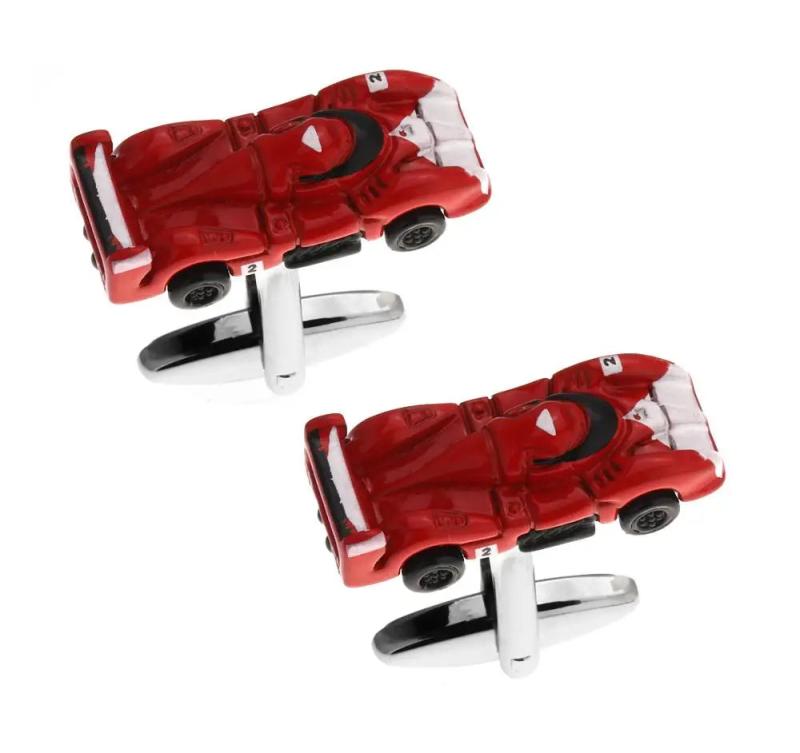 Auto Racing Car Cufflinks For Men Brass Material Red Cuff Links