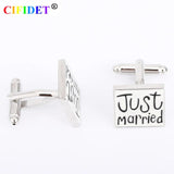 Just Married Love Cufflink w/ Velvet Bag - Men's Wedding Accessory
