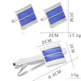 Enamel Tie Clips & Cufflinks Set Silver Wedding
