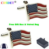 Patriotic Cufflink Flag Shirt Cuff Link With Velvet Bag