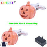 Halloween Orange Pumpkin Cufflinks with Velvet Bag - Men's Jewelry Accessories