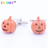 Halloween Orange Pumpkin Cufflinks with Velvet Bag - Men's Jewelry Accessories