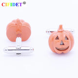 Halloween Orange Pumpkin Cufflinks with Velvet Bag - Men's Jewelry Accessories