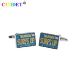 CIFIDET Sports Cufflink Modern SURFS UP Shirt Cuff Link With Velvet Bag