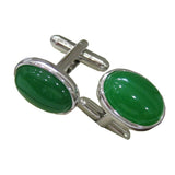Oval Silver Cufflinks for Men's Shirt Wedding Business