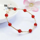 Natural Pearl Red Agate Chalcedony Bracelet Retro Women Fine Jewelry