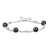 Pearl 925 Sterling Silver Bracelet Double Layer