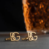 Personalized Double Initials Cufflinks Stainless Steel