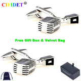CIFIDET Cufflink Man Microphone Shirt Cuff Link With Velvet Bag